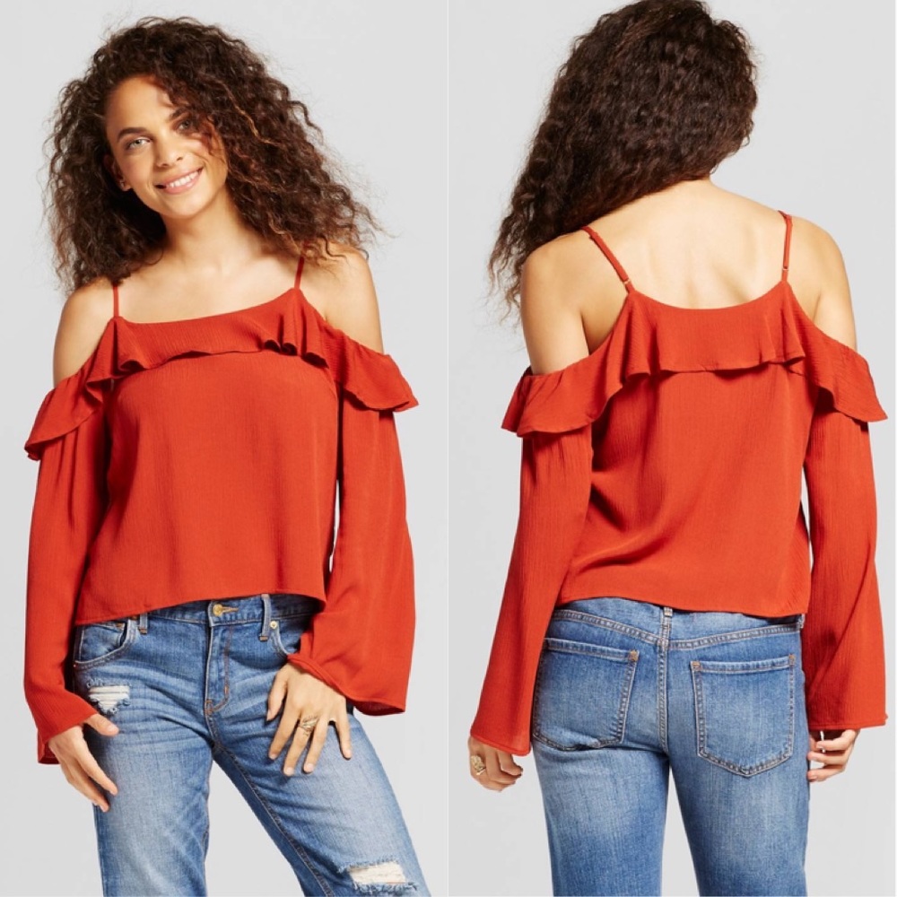 Women's Cold Shoulder Top Rust - Mossimo Supply Co